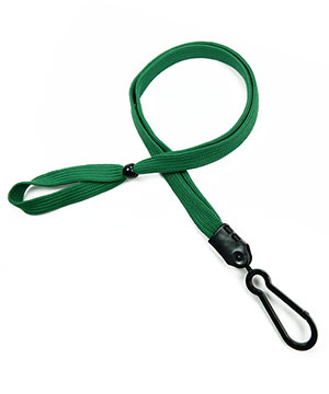  3/8 inch Green adjustable lanyard with plastic ID hook and adjustable beads-blank-LNB326NGRN 