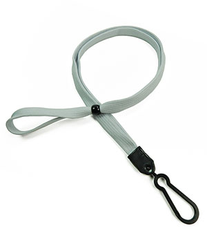  3/8 inch Gray adjustable lanyard with plastic ID hook and adjustable beads-blank-LNB326NGRY 