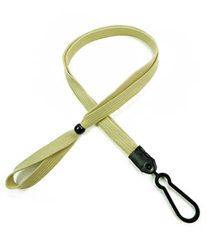  3/8 inch Light gold adjustable lanyard with plastic ID hook and adjustable beads-blank-LNB326NLGD 