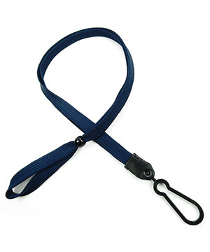  3/8 inch Navy blue adjustable lanyard with plastic ID hook and adjustable beads-blank-LNB326NNBL 