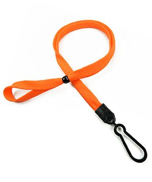  3/8 inch Neon orange adjustable lanyard with plastic ID hook and adjustable beads-blank-LNB326NNOG 