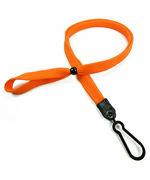  3/8 inch Orange ID lanyard with plastic j hook and adjustable beadblankLNB326NORG 