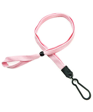  3/8 inch Pink adjustable lanyard with plastic ID hook and adjustable beads-blank-LNB326NPNK 