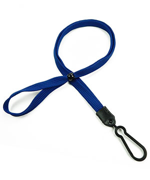  3/8 inch Royal blue adjustable lanyard with plastic ID hook and adjustable beads-blank-LNB326NRBL 