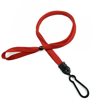  3/8 inch Red adjustable lanyard with plastic ID hook and adjustable beads-blank-LNB326NRED 