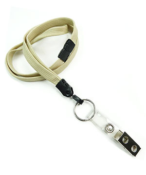  3/8 inch Light gold ID lanyard attached breakaway and split ring with ID strap clipblankLNB327BLGD