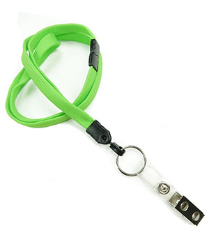  3/8 inch Lime green ID lanyard attached breakaway and split ring with ID strap clipblankLNB327BLMG 