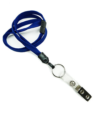  3/8 inch Royal blue ID lanyard attached breakaway and split ring with ID strap clipblankLNB327BRBL 