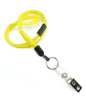  3/8 inch Yellow breakaway lanyards attached key ring with ID strap clip-blank-LNB327BYLW 