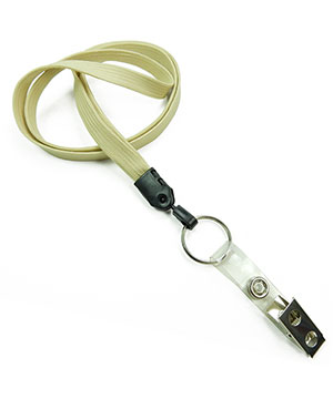  3/8 inch Light gold ID lanyards attached keyring with ID strap clipblankLNB327NLGD 