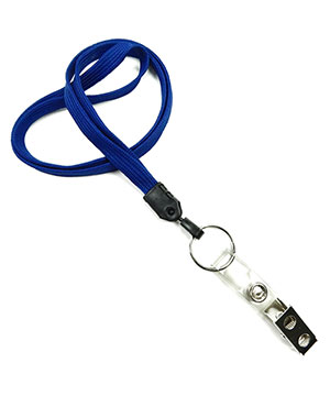  3/8 inch Royal blue neck lanyards with split ring and ID strap clip-blank-LNB327NRBL 