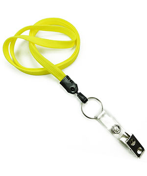  3/8 inch Yellow ID lanyards attached keyring with ID strap clipblankLNB327NYLW 