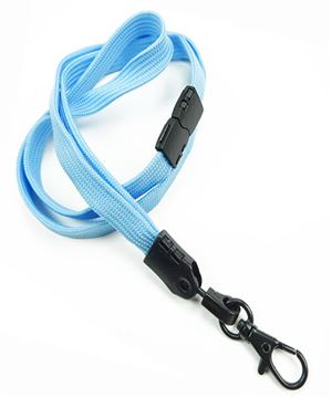  3/8 inch Baby blue neck lanyard attached breakaway and black lobster clasp hook-blank-LNB329BBBL