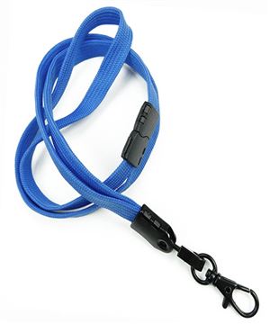  3/8 inch Blue neck lanyard attached breakaway and black lobster clasp hook-blank-LNB329BBLU 