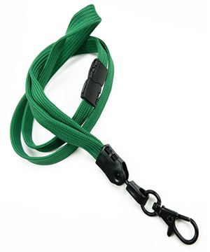  3/8 inch Green ID lanyards attached breakaway and black lobster clasp hookblankLNB329BGRN 