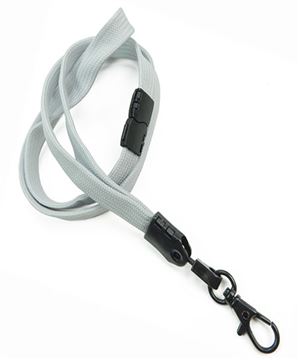  3/8 inch Gray neck lanyard attached breakaway and black lobster clasp hook-blank-LNB329BGRY 