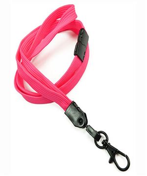  3/8 inch Hot pink neck lanyard attached breakaway and black lobster clasp hook-blank-LNB329BHPK 