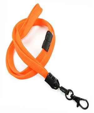  3/8 inch Neon orange ID lanyards attached breakaway and black lobster clasp hookblankLNB329BNOG 