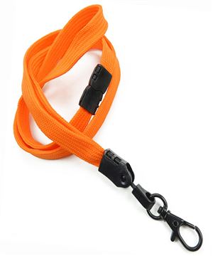  3/8 inch Orange ID lanyards attached breakaway and black lobster clasp hookblankLNB329BORG 