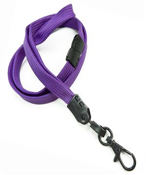  3/8 inch Purple ID lanyards attached breakaway and black lobster clasp hookblankLNB329BPRP 