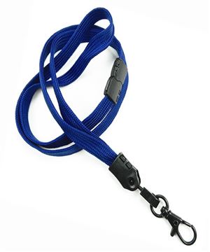  3/8 inch Royal blue neck lanyard attached breakaway and black lobster clasp hook-blank-LNB329BRBL 