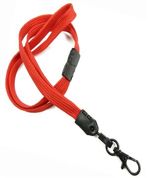  3/8 inch Red neck lanyard attached breakaway and black lobster clasp hook-blank-LNB329BRED 