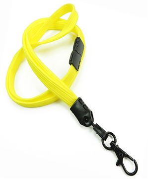  3/8 inch Yellow ID lanyards attached breakaway and black lobster clasp hookblankLNB329BYLW 