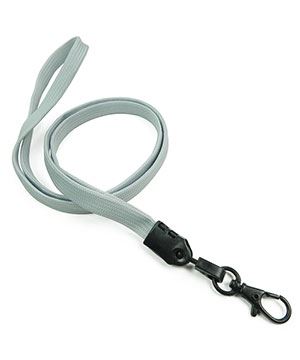  3/8 inch Gray ID lanyard with black lobster clasp hookblankLNB329NGRY 