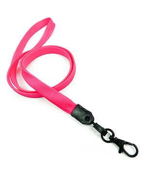  3/8 inch Hot pink neck lanyard with black lobster clasp hook-blank-LNB329NHPK 