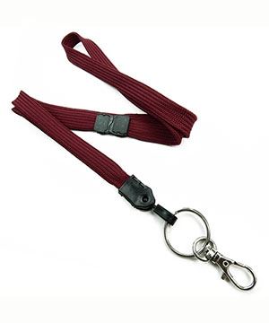  3/8 inch Maroon ID lanyards attached breakaway and key ring with lobster clasp hookblankLNB32ABMRN 