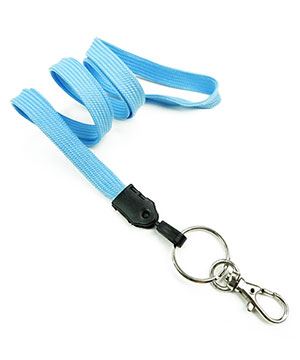  3/8 inch Baby blue ID lanyard with split ring and lobster clasp hookblankLNB32ANBBL