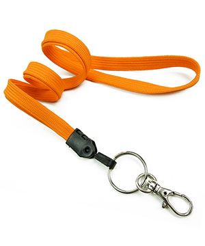  3/8 inch Carrot orange blank lanyard attached key ring with lobster clasp hook-blank-LNB32ANCOG