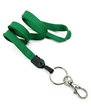  3/8 inch Green ID lanyard with split ring and lobster clasp hookblankLNB32ANGRN 