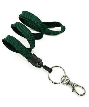  3/8 inch Hunter green ID lanyard with split ring and lobster clasp hookblankLNB32ANHGN 