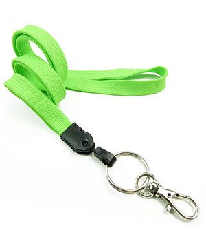  3/8 inch Lime green ID lanyard with split ring and lobster clasp hookblankLNB32ANLMG 