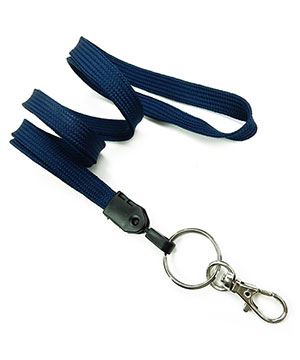  3/8 inch Navy blue ID lanyard with split ring and lobster clasp hookblankLNB32ANNBL 