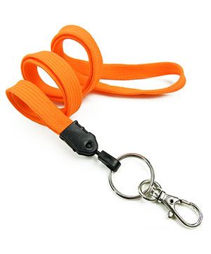  3/8 inch Orange ID lanyard with split ring and lobster clasp hookblankLNB32ANORG 