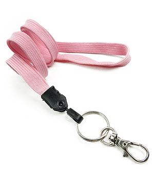  3/8 inch Pink blank lanyard attached key ring with lobster clasp hook-blank-LNB32ANPNK 