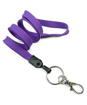  3/8 inch Purple ID lanyard with split ring and lobster clasp hookblankLNB32ANPRP 