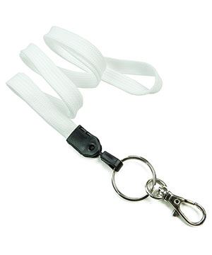  3/8 inch White ID lanyard with split ring and lobster clasp hookblankLNB32ANWHT 