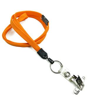  3/8 inch Carrot orange ID clip lanyard attached breakaway and keyring and ID strap pin clipblankLNB32BBCOG