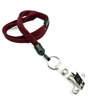  3/8 inch Maroon ID clip lanyard attached breakaway and keyring and ID strap pin clipblankLNB32BBMRN 