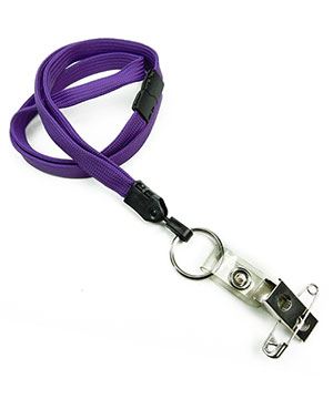  3/8 inch Purple breakaway lanyard attached split ring with ID strap pin clip-blank-LNB32BBPRP 