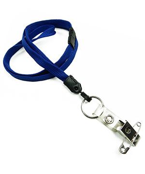  3/8 inch Royal blue ID clip lanyard attached breakaway and keyring and ID strap pin clipblankLNB32BBRBL 