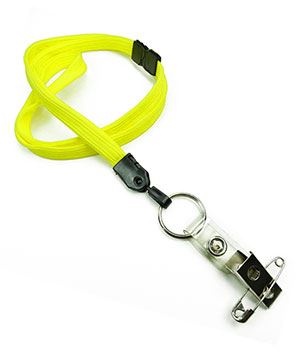  3/8 inch Yellow ID clip lanyard attached breakaway and keyring and ID strap pin clipblankLNB32BBYLW 