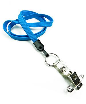  3/8 inch Blue neck lanyards with keyring and ID strap pin clipblankLNB32BNBLU 