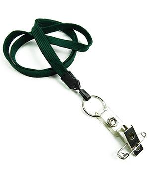  3/8 inch Hunter green neck lanyards with keyring and ID strap pin clipblankLNB32BNHGN 