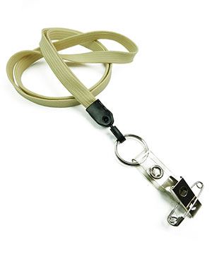  3/8 inch Light gold neck lanyards with keyring and ID strap pin clipblankLNB32BNLGD 