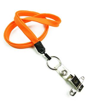  3/8 inch Orange neck lanyards with keyring and ID strap pin clipblankLNB32BNORG 
