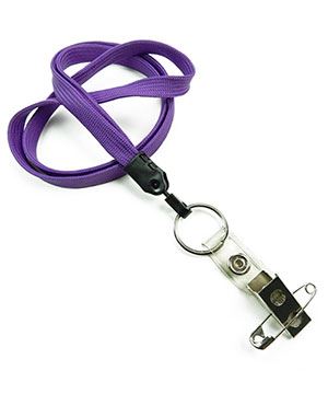  3/8 inch Purple neck lanyards with keyring and ID strap pin clipblankLNB32BNPRP 